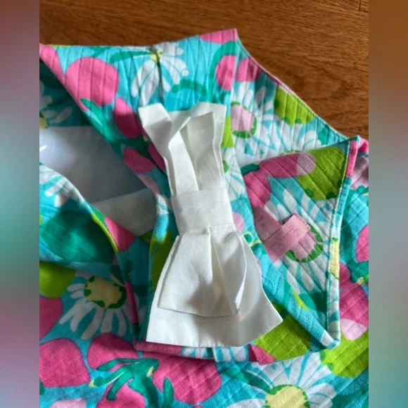 🌸Lilly Pulitzer Dress Girls 16 One Shoulder Shorely Blue Portrait of a Picnic - Picture 5 of 12